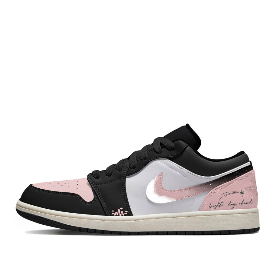 Jordan Jordan Air Jordan 1 Cushioning Low top Children's Basketball Shoes Black Pink Unisex