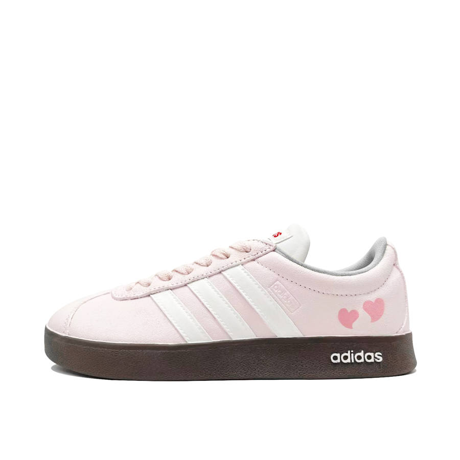 Adidas Adidas VL COURT 2.0 Pink Heart Lover Suede Cushioning Abrasion Resistant Low top Skateboard Shoes Unisex Pink White