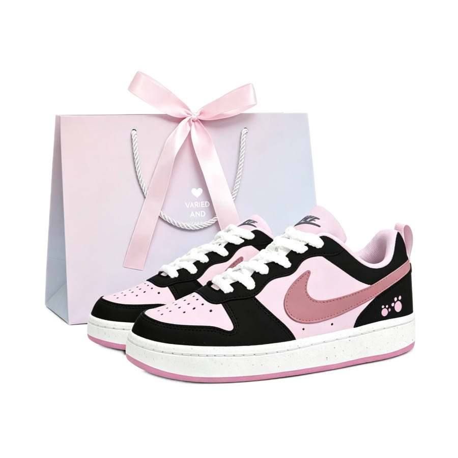 Nike Nike Court Borough Heartbeat Strawberry Leather Abrasion Resistant Low top Kids' Skateboarding Shoes Pink Teenagers