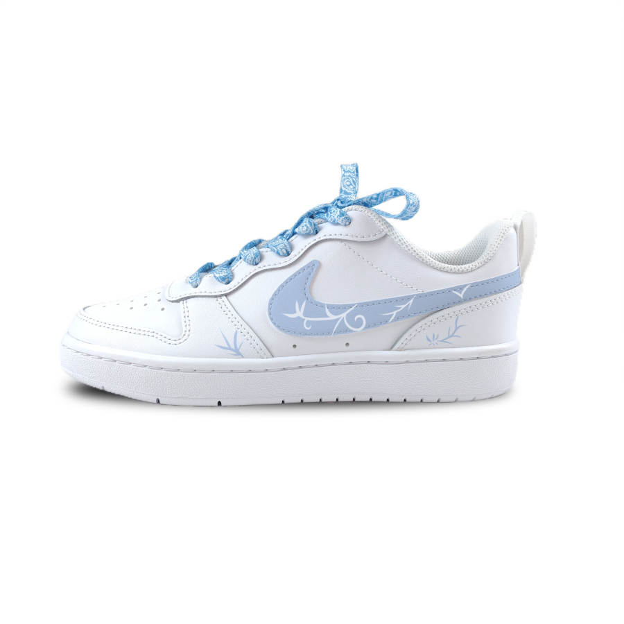 Nike Nike Court Borough White Blue Vine Abrasion Resistant Support Kids' Skateboarding Shoes White Unisex