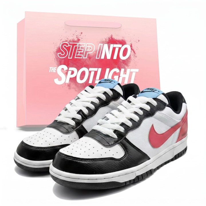 Nike Nike Big Leather Slip Resistant Cushioning Abrasion Resistant Low top Skateboard Shoes Men's Black Pink