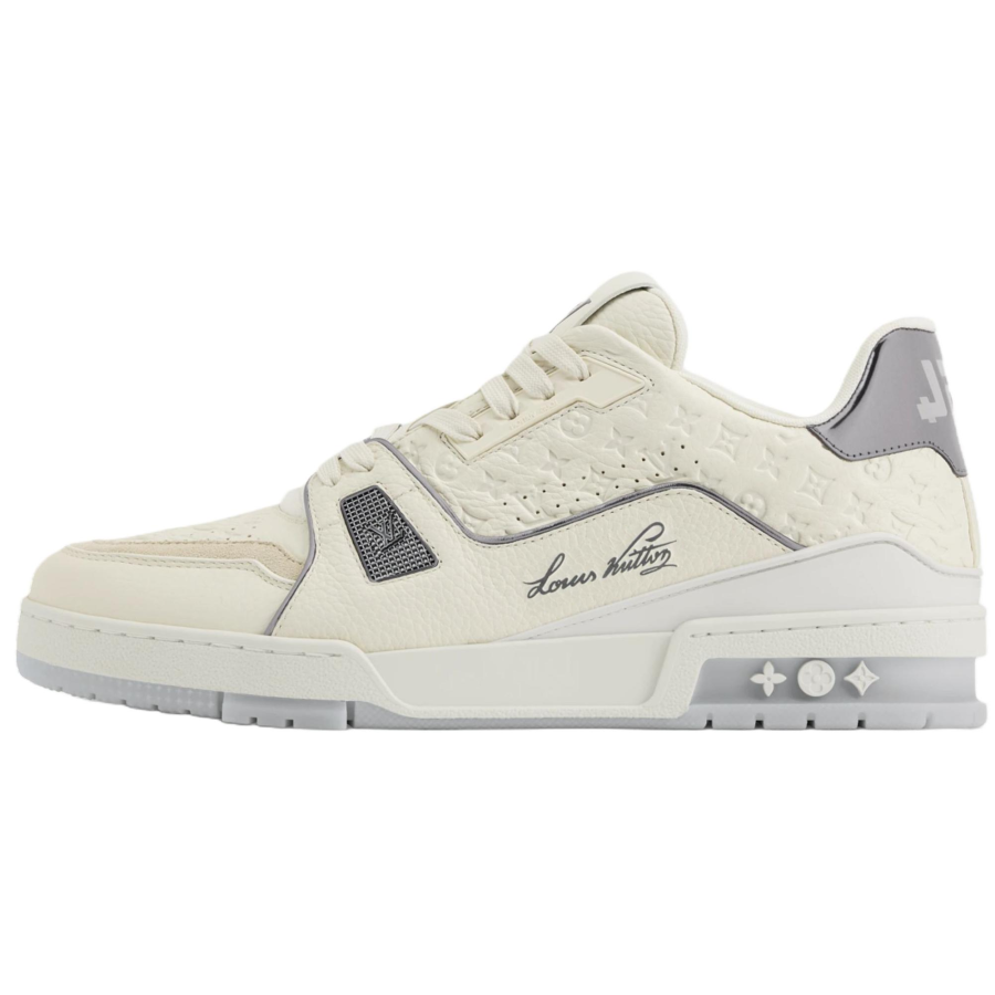 LOUIS VUITTON Trainer Low top Skateboard Shoes Men's Beige & Gray