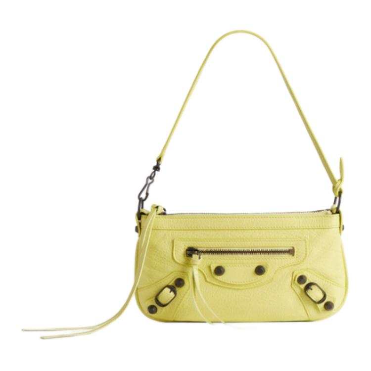 Balenciaga Le City Fine Grained Sheepskin Shoulder Bag Small Women's Light Lemon