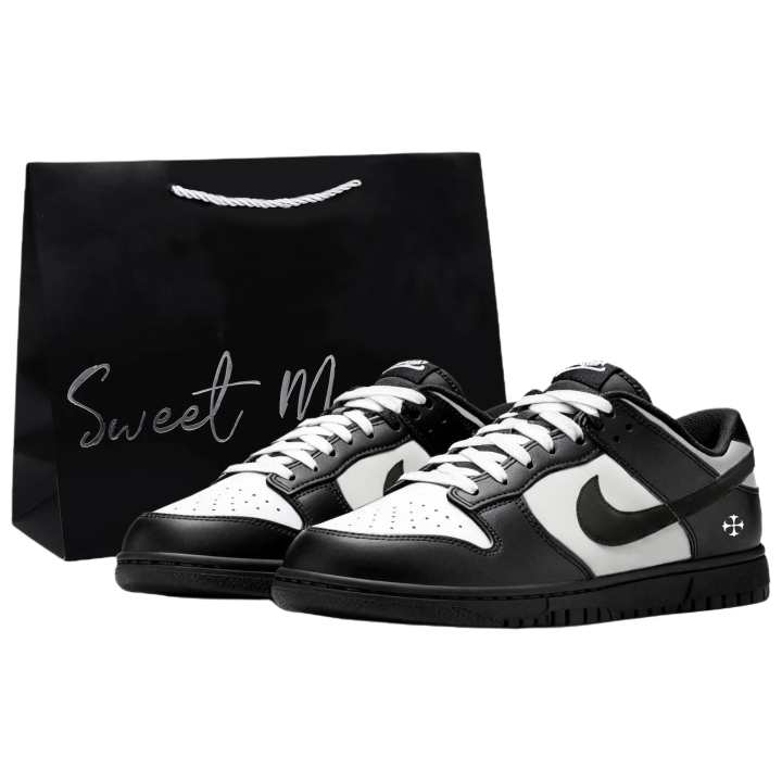 Nike Nike Dunk Cross Reverse Edge Leather Abrasion Resistant Low top Skateboard Shoes Unisex Black White