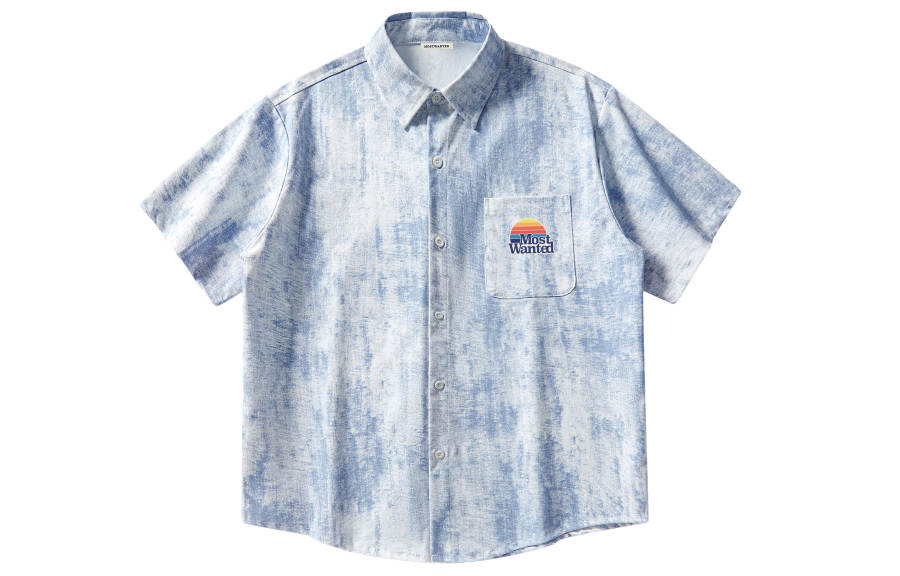 MostwantedLab Shirts Unisex Blue Lapel Moderate Shirt