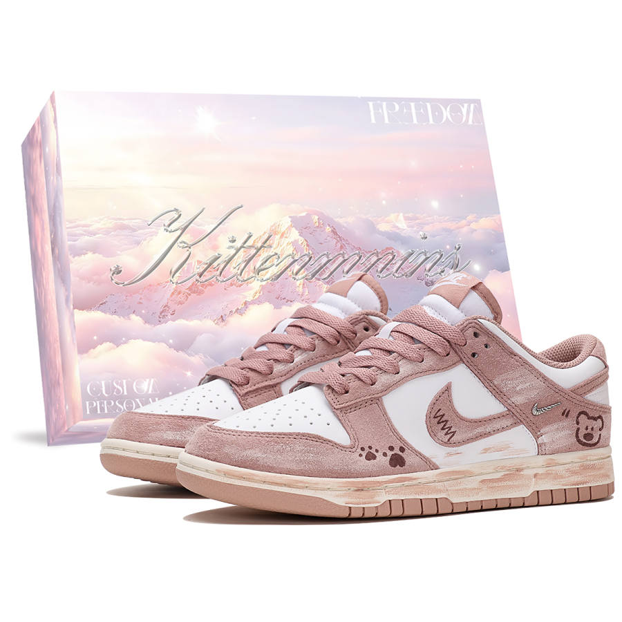 Nike Nike Dunk Abrasion Resistant Low top Skateboard Shoes Women's Pink White