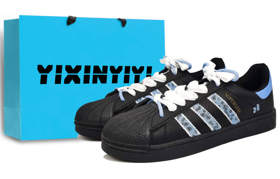Adidas Originals Superstar 2 Leather Low top Kids' Skateboarding Shoes Denim Blue Unisex