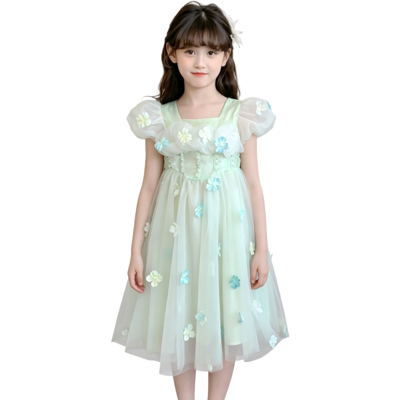 YALU Grade School Dresses Crew Neck Moderate Midi Skirt