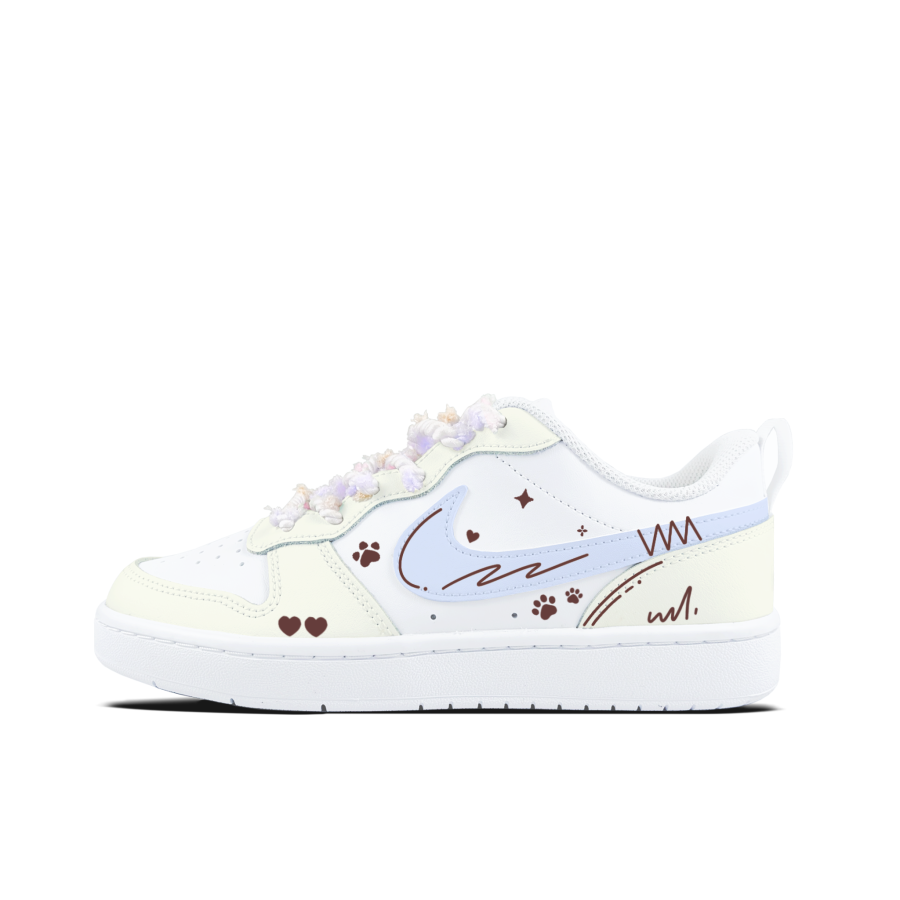 Nike Nike Court Borough Cat Paw Stealing Heart Blue Hook Kids' Skateboarding Shoes Teenagers