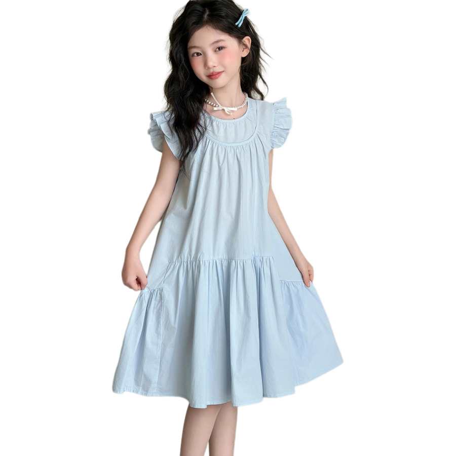 YALU Grade School Dresses Crew Neck Moderate Midi Skirt