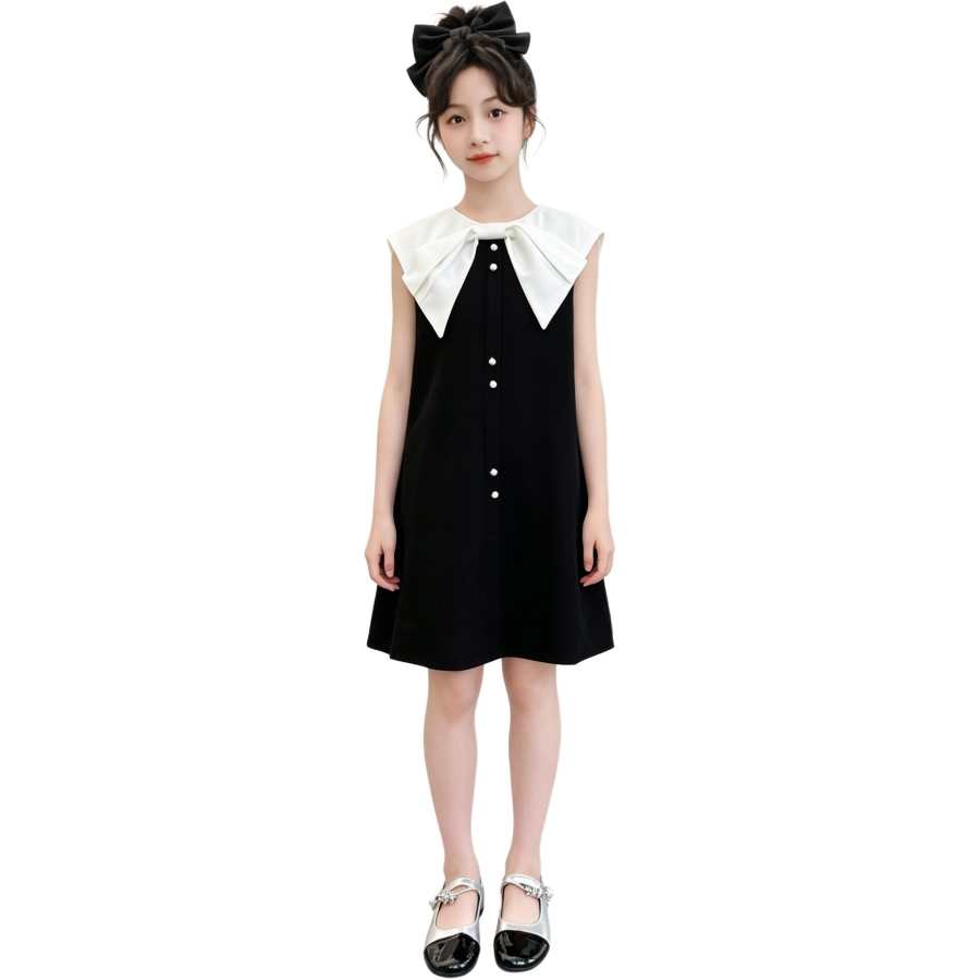 YALU Grade School Dresses Crew Neck Moderate Midi Skirt