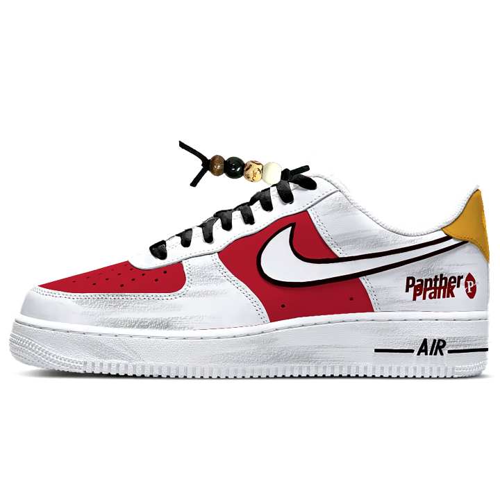 Nike Nike Air Force 1 Leather Cushioning Abrasion Resistant Low top Skateboard Shoes Unisex White Red