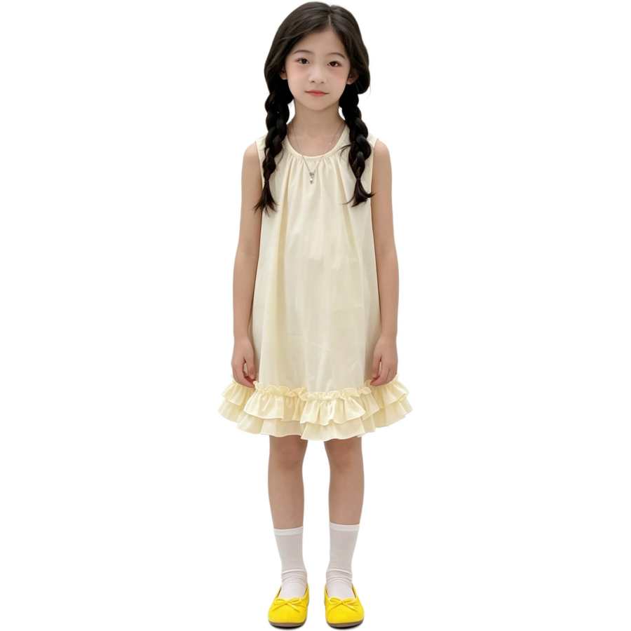 YALU Grade School Dresses Crew Neck Moderate Midi Skirt