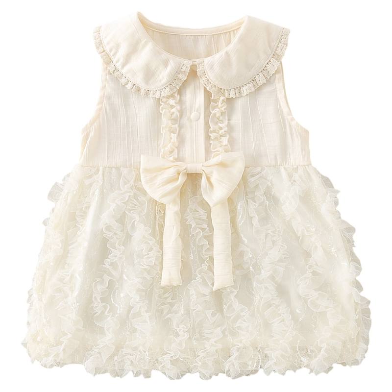 YALU Baby Dresses Crew Neck Thin Midi Skirt Stretch