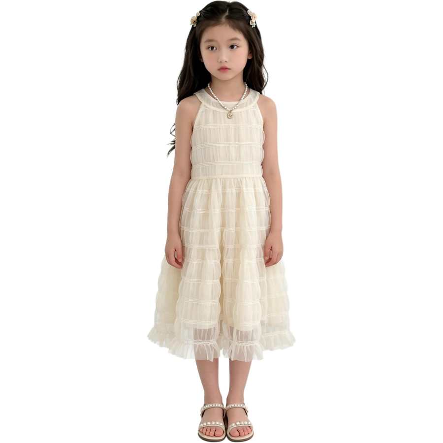 YALU Grade School Dresses Crew Neck Moderate Midi Skirt