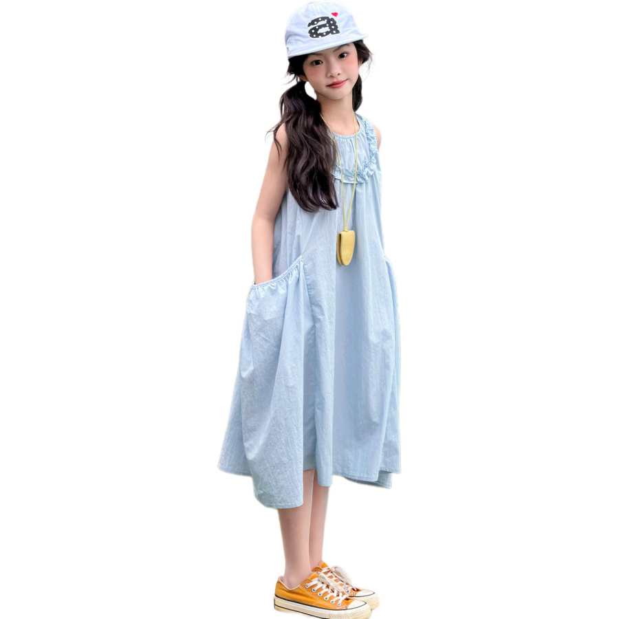 YALU Grade School Dresses Crew Neck Moderate Midi Skirt