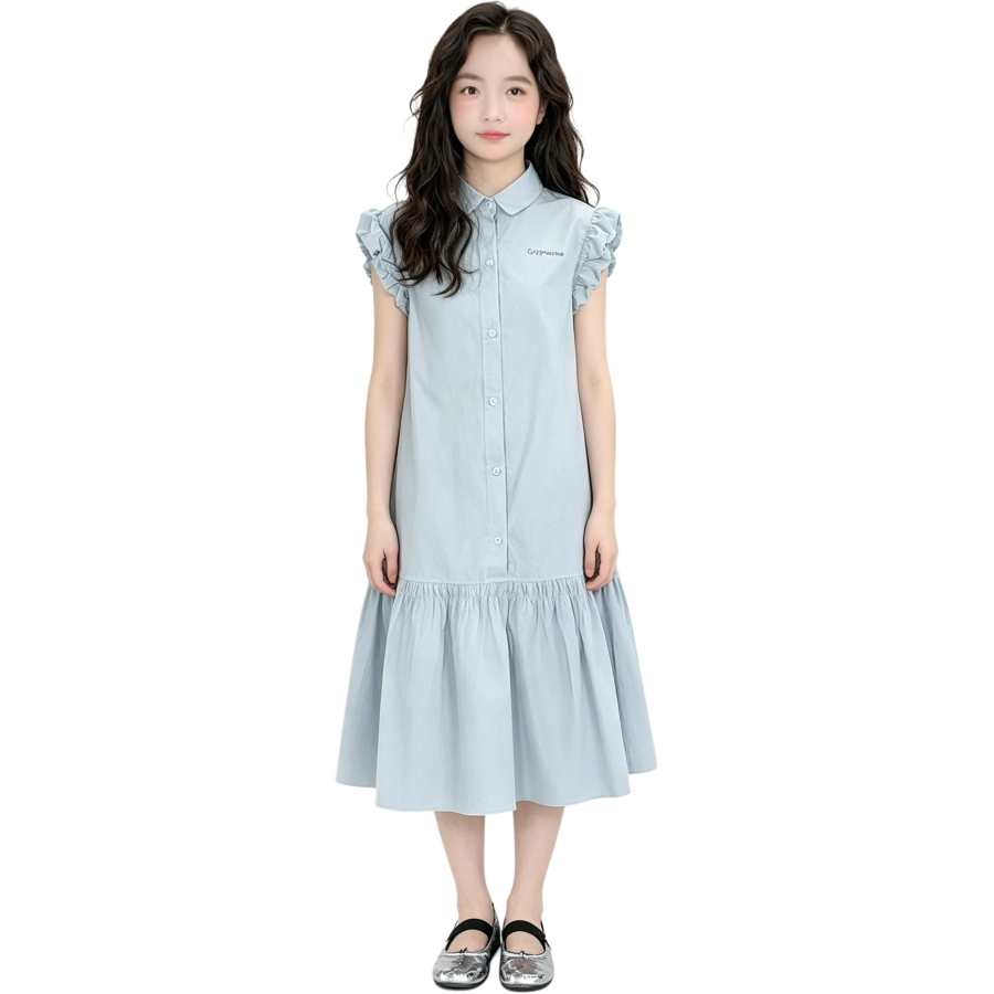 YALU Grade School Dresses Lapel Moderate Midi Skirt
