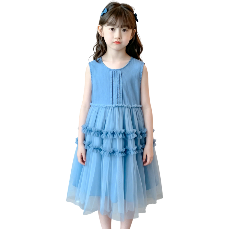 YALU Grade School Dresses Crew Neck Moderate Midi Skirt