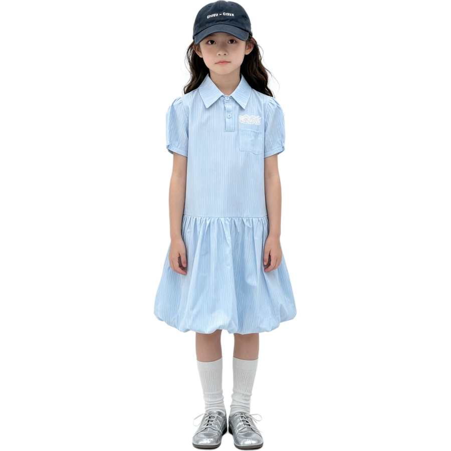 YALU Grade School Dresses Polo Collar Moderate Midi Skirt