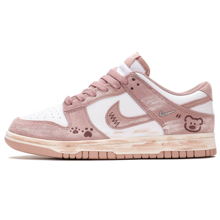 Nike Nike Dunk Abrasion Resistant Low top Skateboard Shoes Women's Pink White