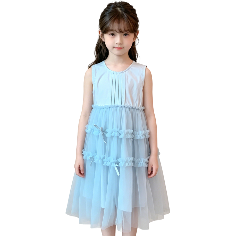 YALU Grade School Dresses Crew Neck Moderate Midi Skirt