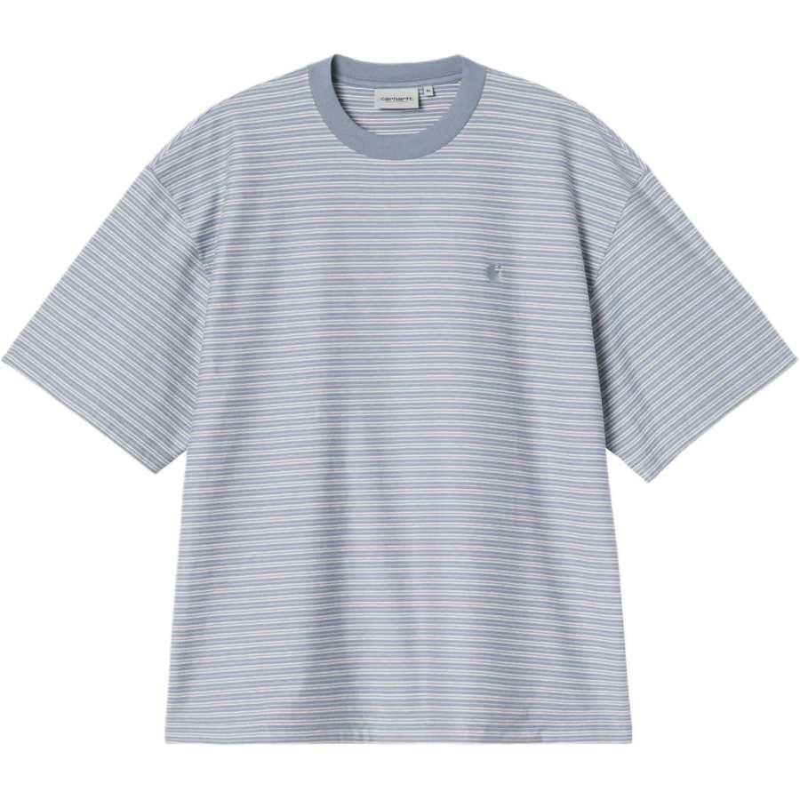 Carhartt WIP T Shirts Men's Contour Blue Crew Neck Moderate