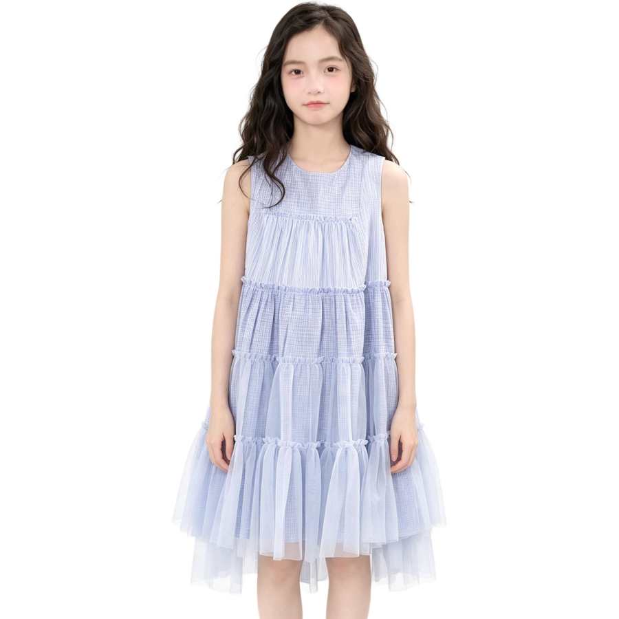 YALU Grade School Dresses Crew Neck Moderate Midi Skirt