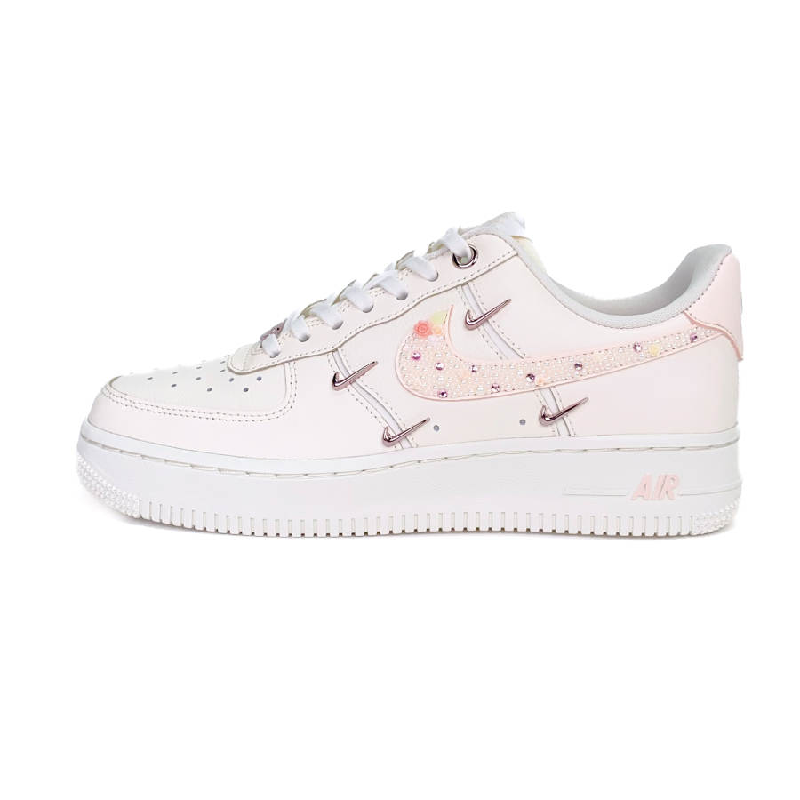 Nike Nike Air Force 1 Rose Gold Four Hooks Slip Resistant Abrasion Resistant Low top Skateboard Shoes Women's White Pink