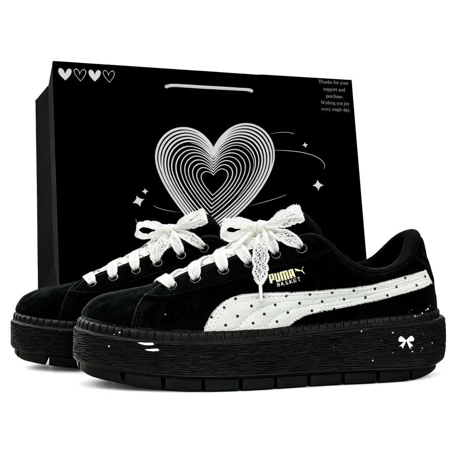 PUMA Platform Trace Abrasion Resistant Low top Skateboard Shoes Women's Black