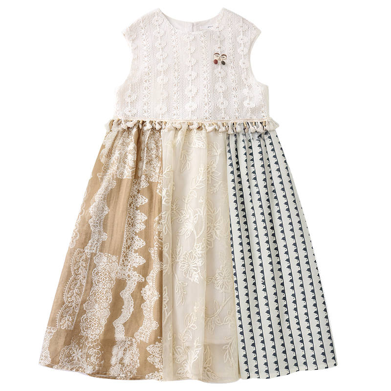 YALU Grade School Dresses Crew Neck Moderate Midi Skirt