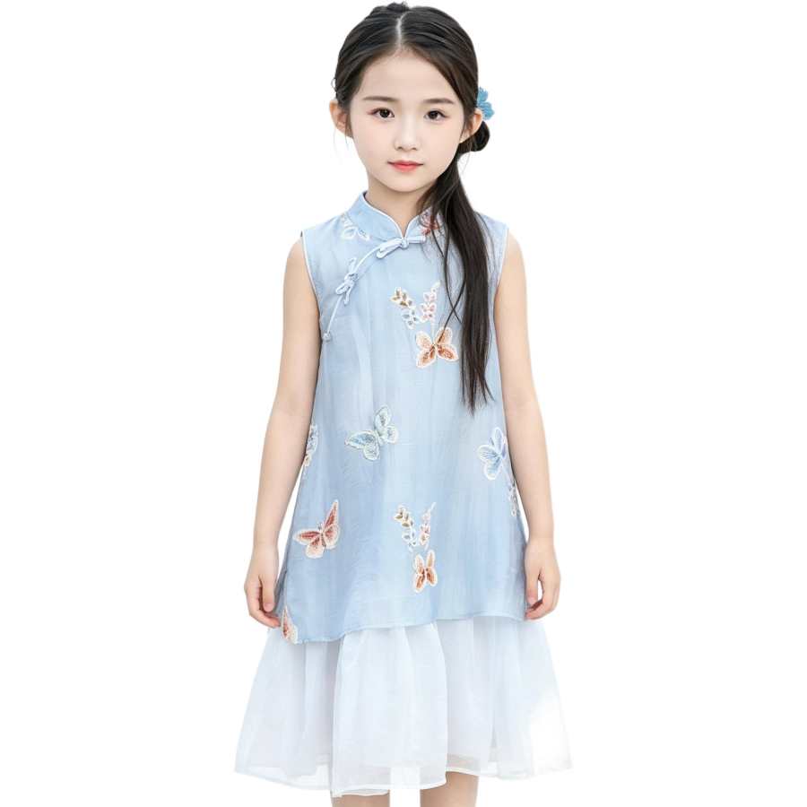 YALU Grade School Dresses Stand Collar Moderate Midi Skirt