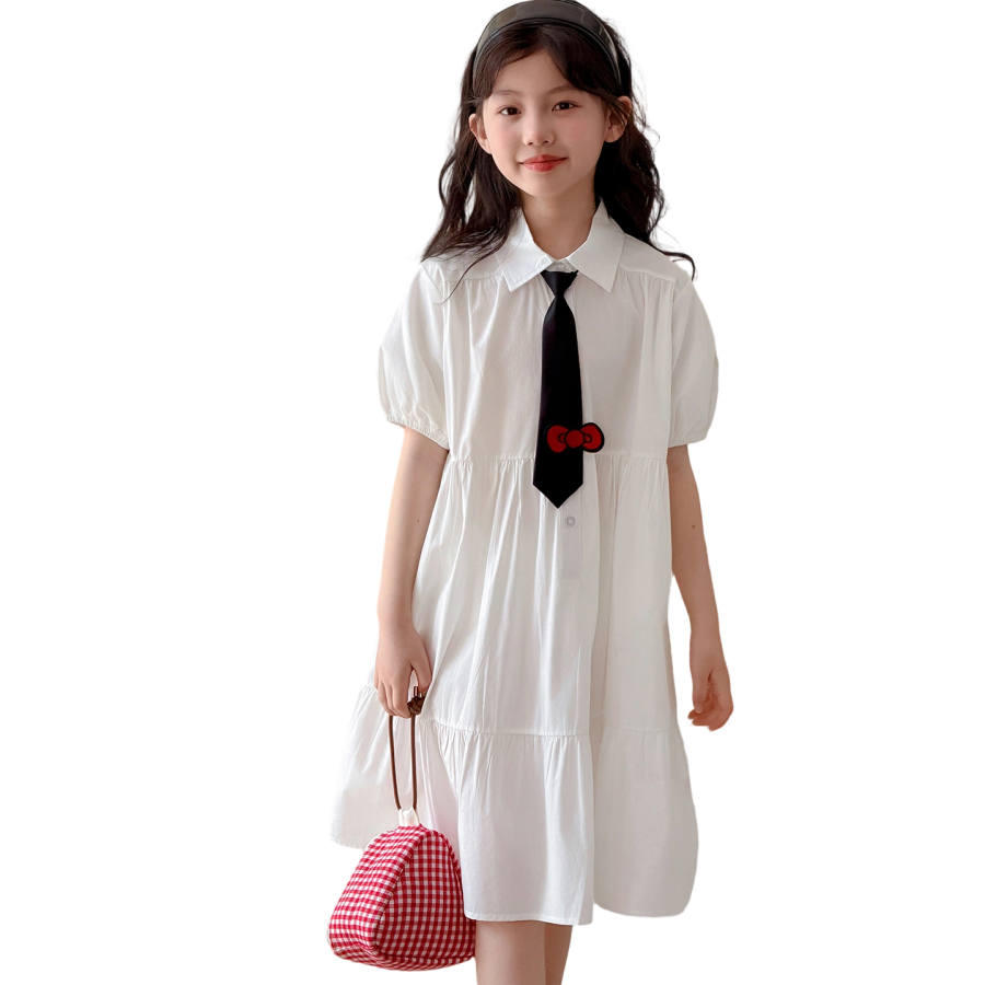 YALU Grade School Dresses Lapel Moderate Midi Skirt