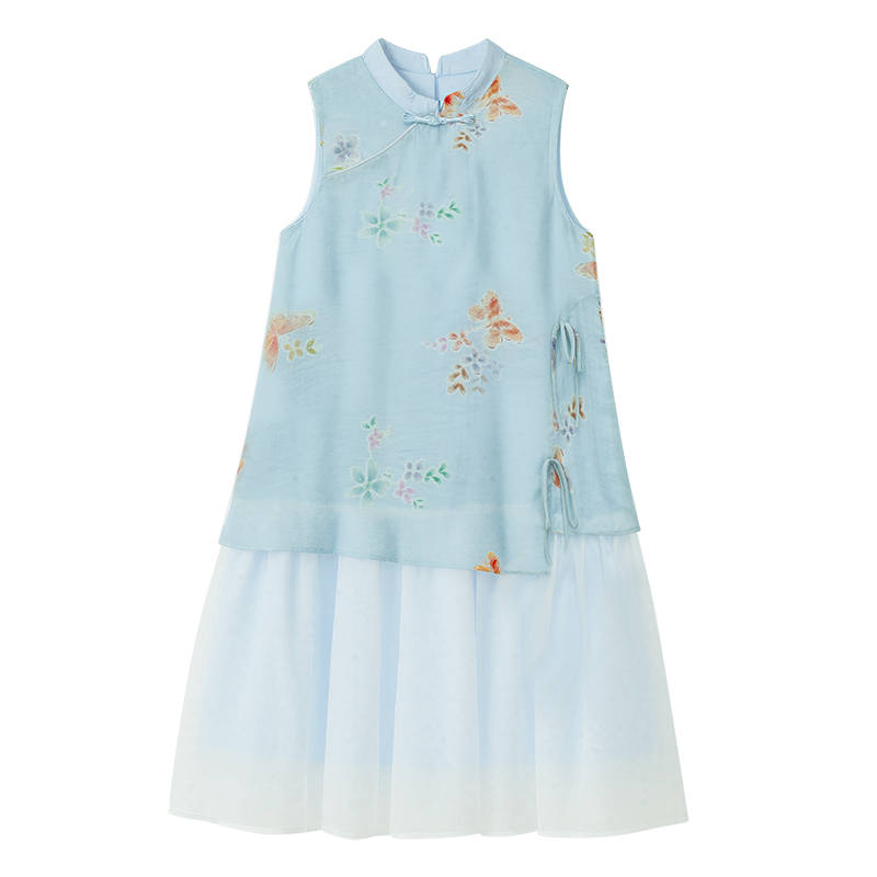 YALU Grade School Dresses Stand Collar Moderate Midi Skirt