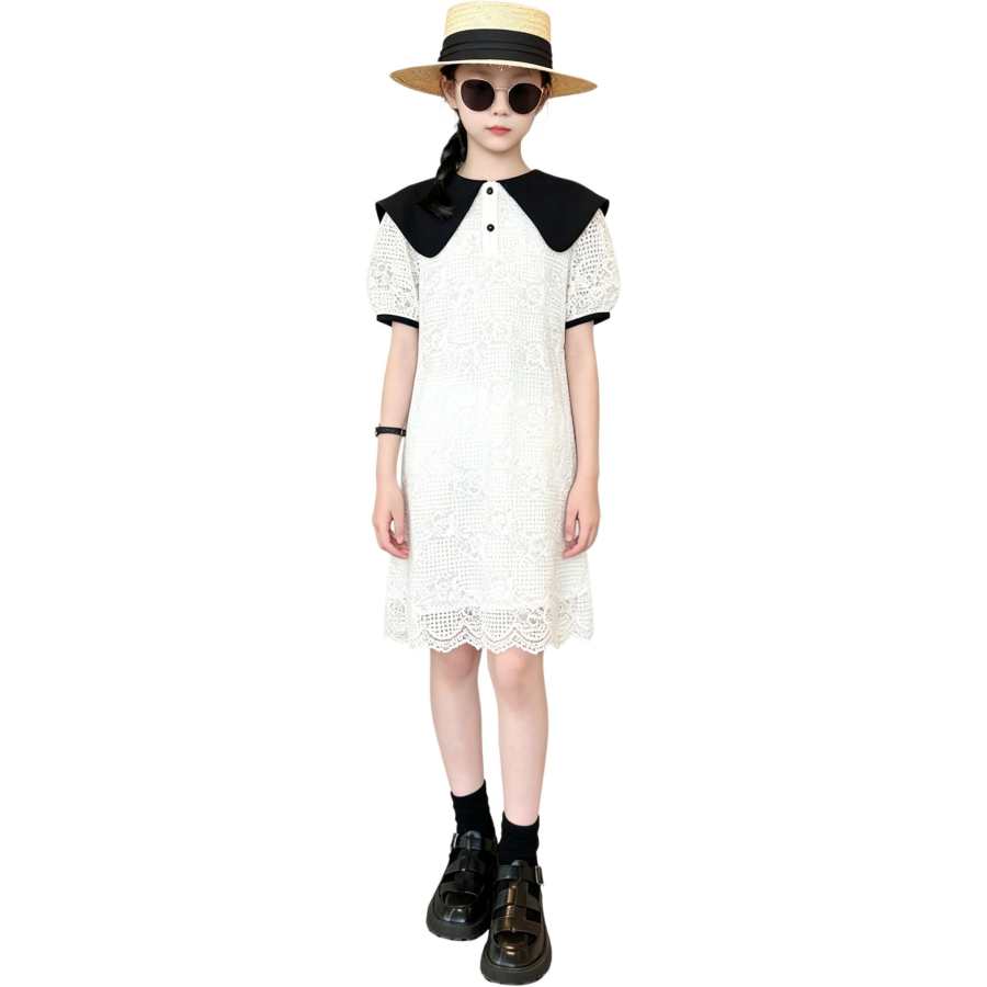YALU Grade School Dresses Crew Neck Moderate Midi Skirt