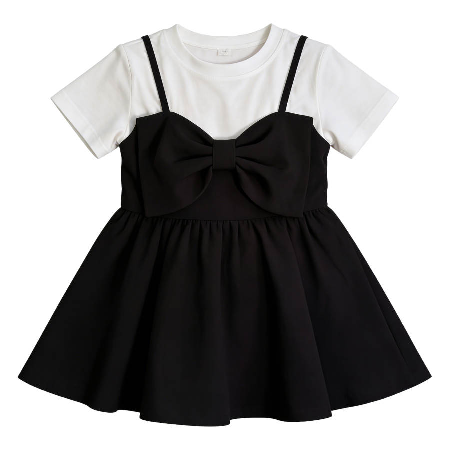YALU Grade School Dresses Crew Neck Moderate Midi Skirt