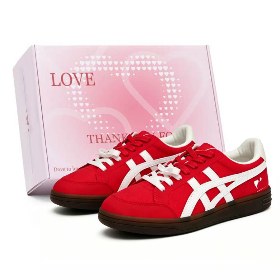 Onitsuka Tiger Advanti Red Berry Sweetheart Slip Resistant Abrasion Resistant Low top Skateboard Shoes Unisex Red White