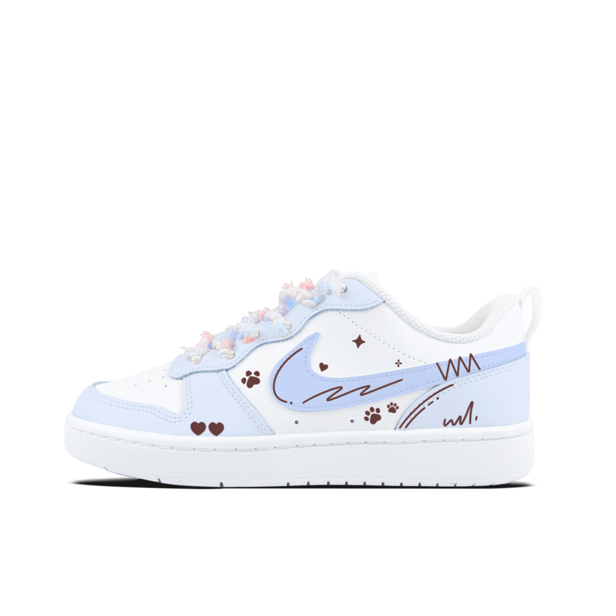 Nike Nike Court Borough Cat Paw Stealing Heart Blue Kids' Skateboarding Shoes Teenagers