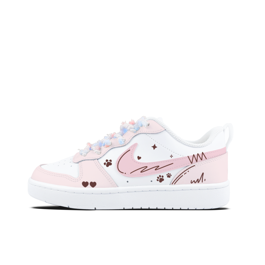 Nike Nike Court Borough Cat Paw Stealing Heart Pink Kids' Skateboarding Shoes Teenagers