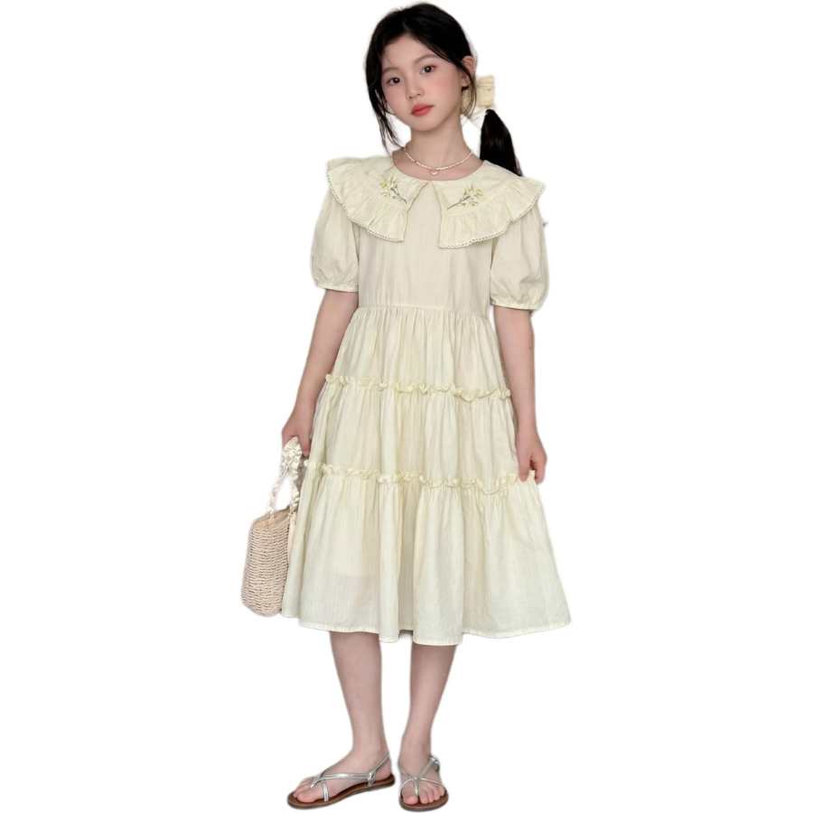 YALU Grade School Dresses Crew Neck Moderate Midi Skirt