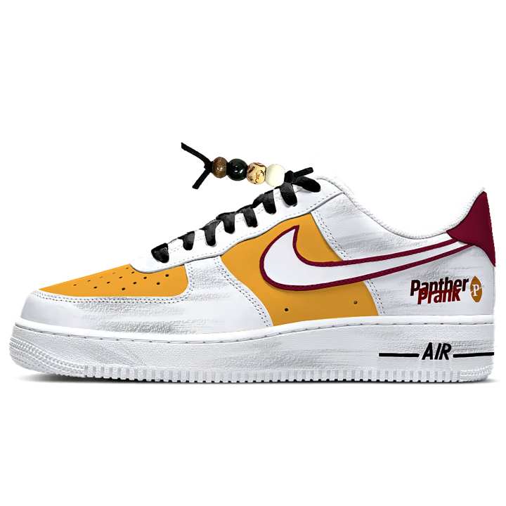 Nike Nike Air Force 1 Leather Cushioning Abrasion Resistant Low top Skateboard Shoes Unisex Red White Yellow