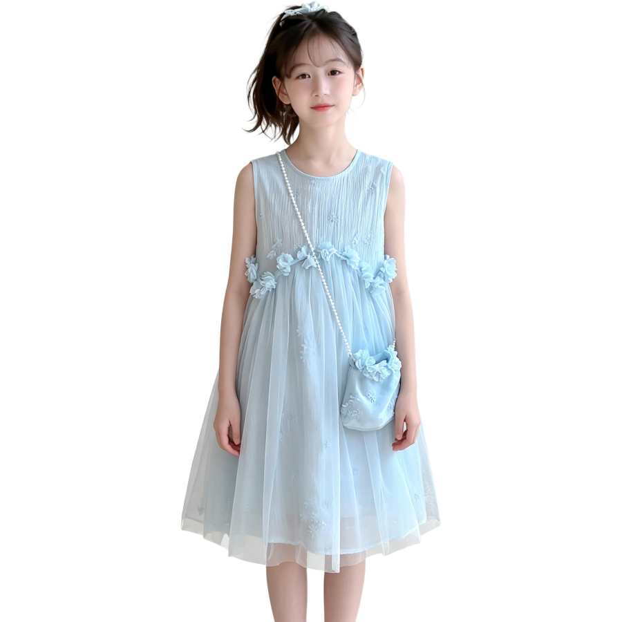 YALU Grade School Dresses Crew Neck Moderate Midi Skirt
