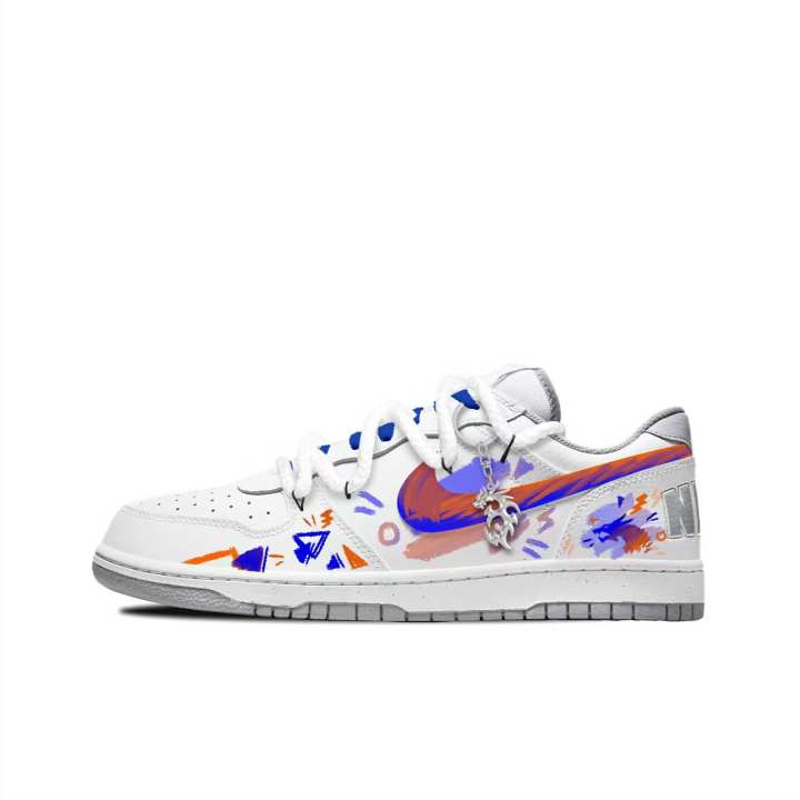 Nike Nike Big Slip Resistant, Abrasion Resistant, Lightweight Casual Skate Shoes Men's White Blue