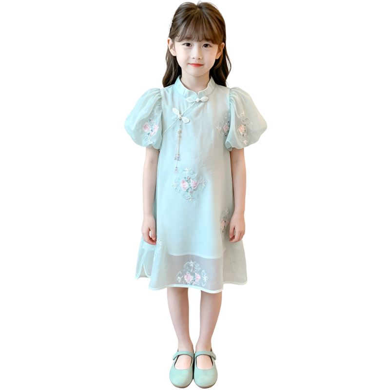 YALU Grade School Dresses Stand Collar Moderate Midi Skirt