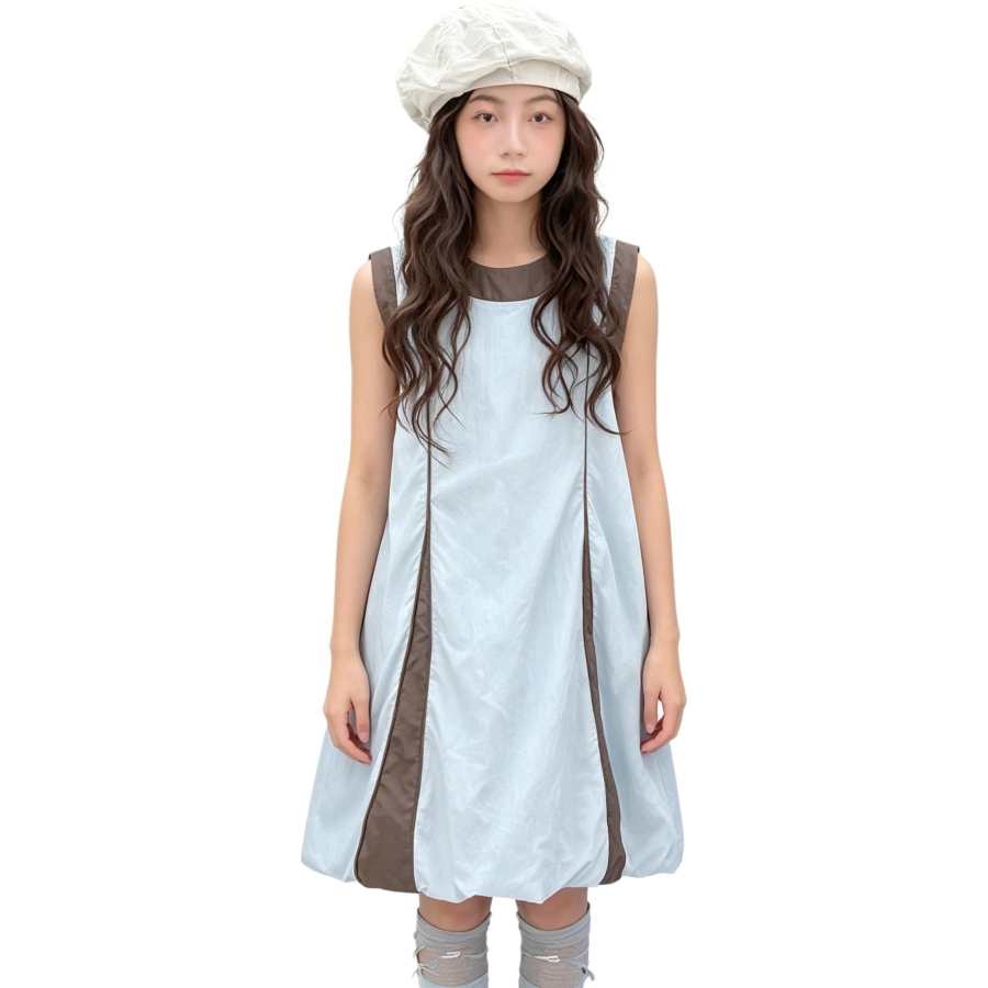 YALU Grade School Dresses Crew Neck Moderate Midi Skirt