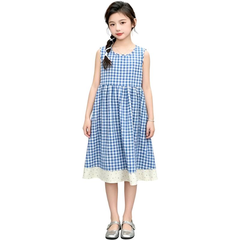YALU Grade School Dresses Lapel Moderate Midi Skirt Stretch