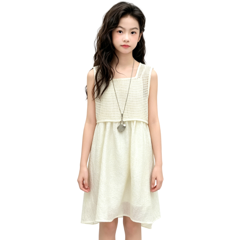 YALU Grade School Dresses U Neck Moderate Midi Skirt