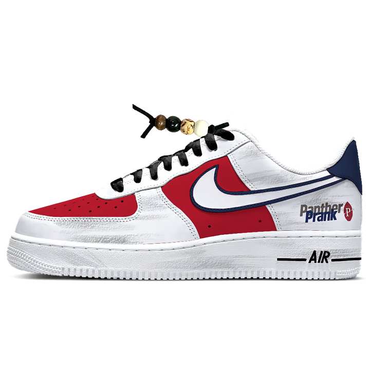 Nike Nike Air Force 1 Leather Cushioning Abrasion Resistant Low top Skateboard Shoes Unisex Red White Blue
