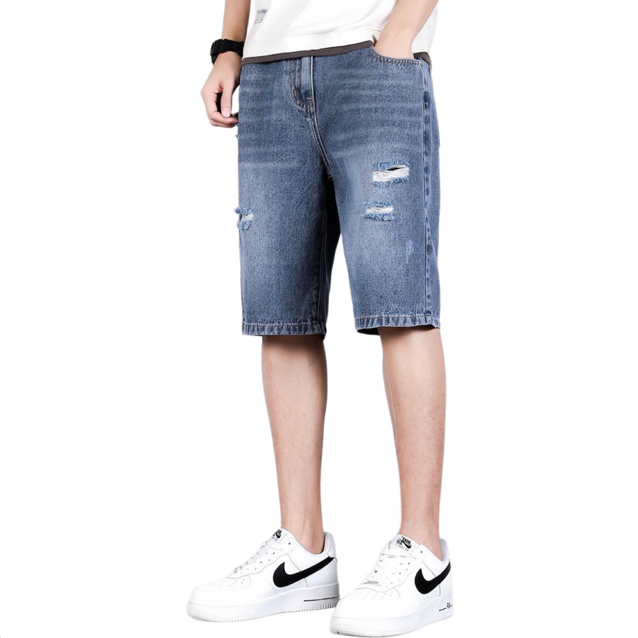 Tonlion Denim Shorts Unisex Light Blue Thin