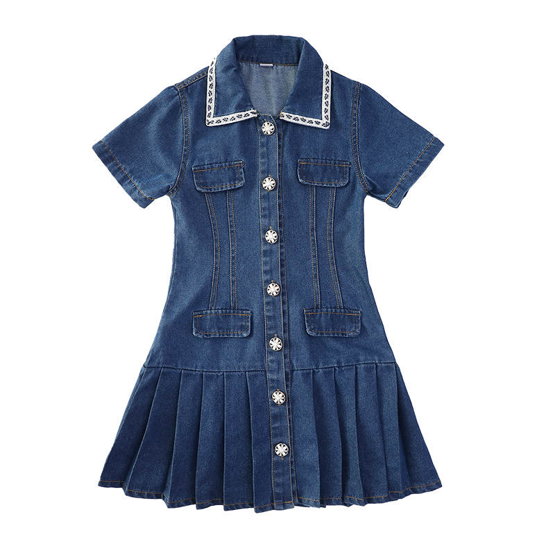 YALU Grade School Dresses Lapel Moderate Midi Skirt