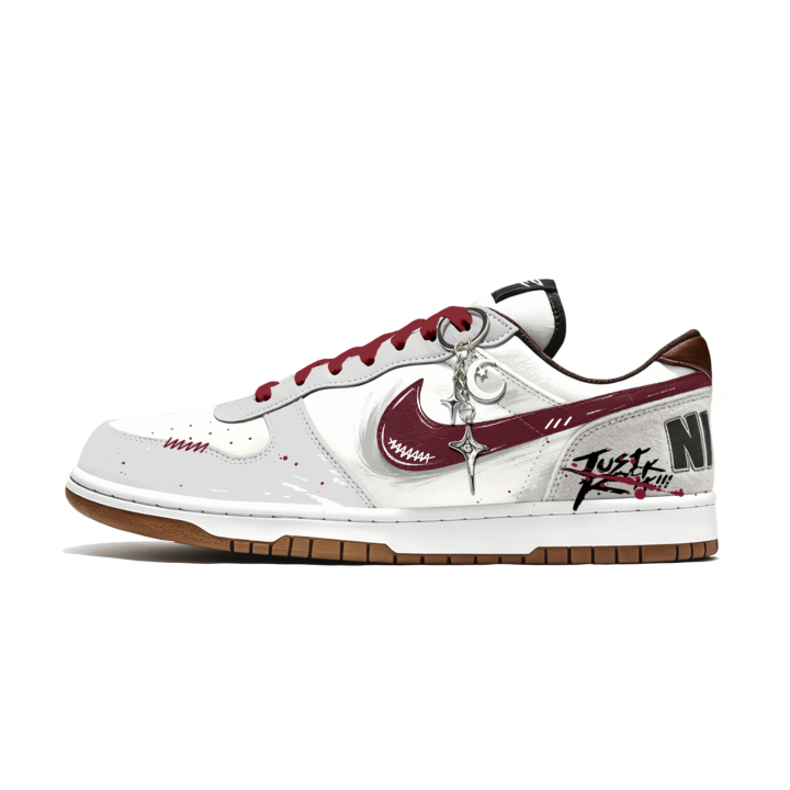 Nike Nike Big Burgundy Star Moon Synthetic Leather, Leather Slip Resistant, Abrasion Resistant, Breathable Low top